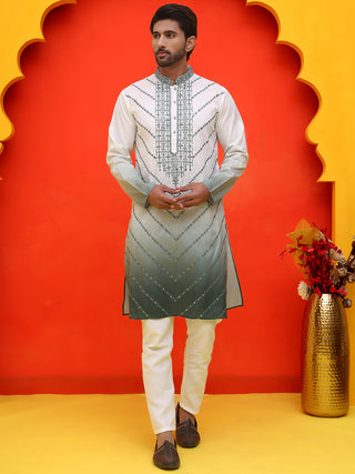 Ombre Printed & Embroidered Kurta Pyjama Set