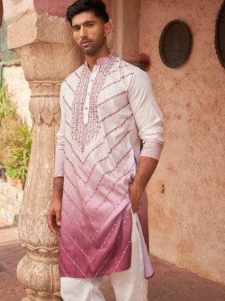 Ombre Printed & Embroidered Kurta Pyjama Set