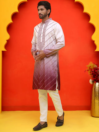 Ombre Printed & Embroidered Kurta Pyjama Set