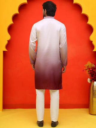 Ombre Printed & Embroidered Kurta Pyjama Set