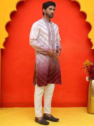 Ombre Printed & Embroidered Kurta Pyjama Set