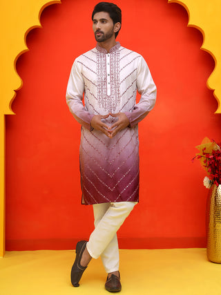 Ombre Printed & Embroidered Kurta Pyjama Set