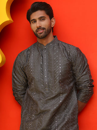 Embroidered straight Kurta Set For Men