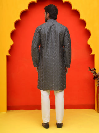 Embroidered straight Kurta Set For Men