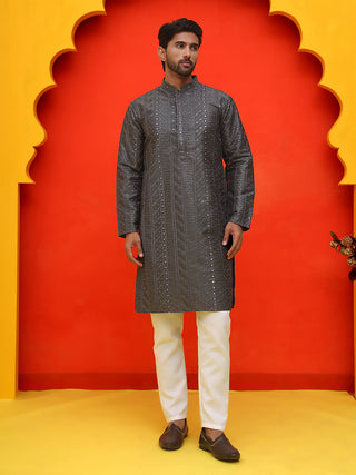 Embroidered straight Kurta Set For Men