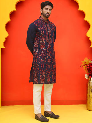 Embroidered & Sequins Kurta Set For Men