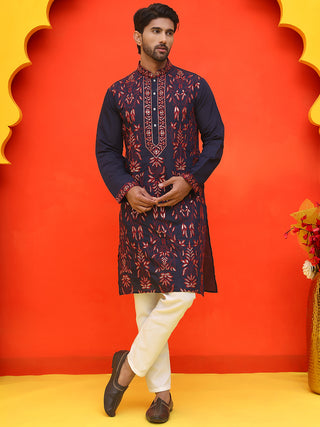 Embroidered & Sequins Kurta Set For Men