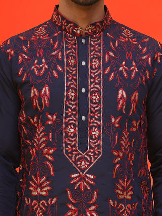 Embroidered & Sequins Kurta Set For Men