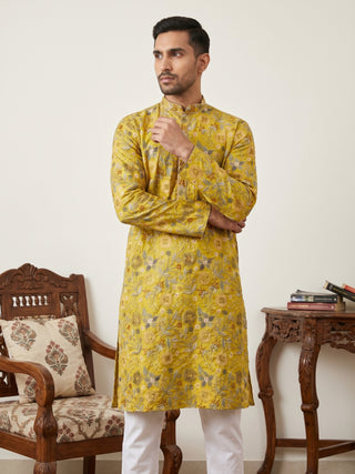 Silk Blend Floral Embroidered Kurta Pyjama Set