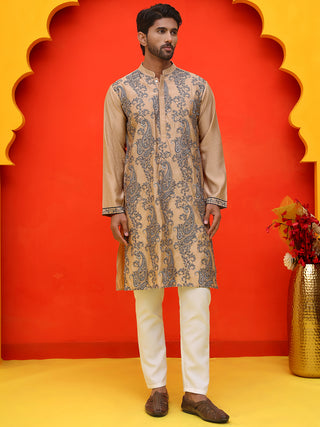 Embroidered & Sequins Kurta Set For Men