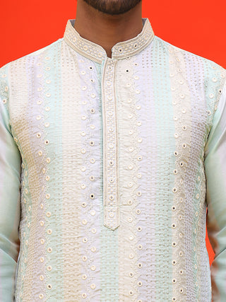 Embroidered and mirror work straight Kurta Set For Men,
