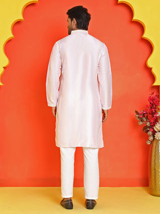 Embroidered and mirror work straight Kurta Set For Men