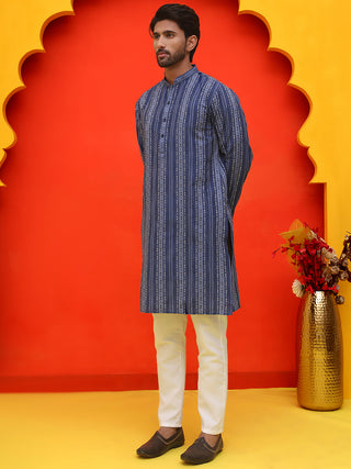 Self Design Cotton Straight Kurta Set