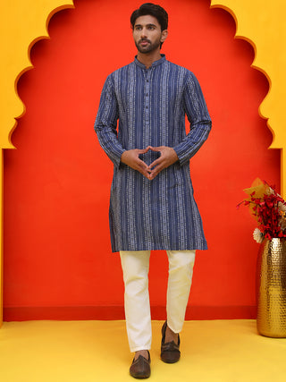 Self Design Cotton Straight Kurta Set