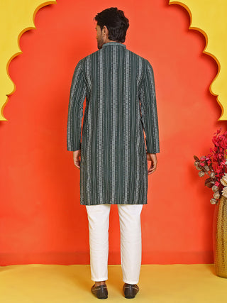 Self Design Cotton Straight Kurta Set