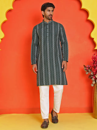 Self Design Cotton Straight Kurta Set