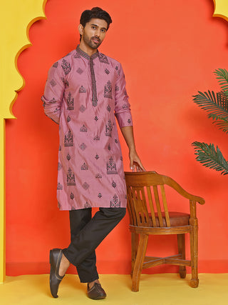 Embroidered Silk Blend Kurta Pyjama Set