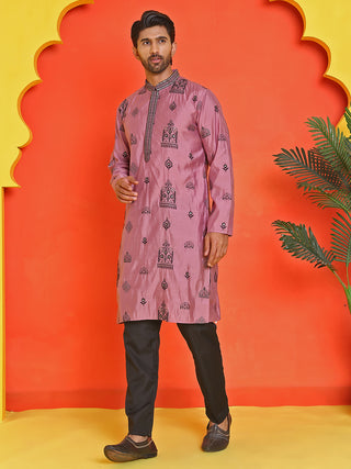 Embroidered Silk Blend Kurta Pyjama Set