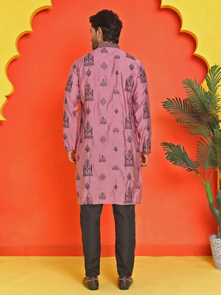 Embroidered Silk Blend Kurta Pyjama Set