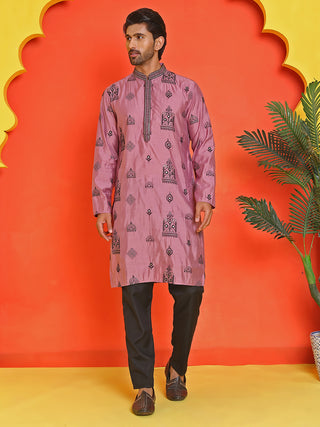 Embroidered Silk Blend Kurta Pyjama Set