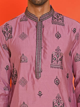 Embroidered Silk Blend Kurta Pyjama Set