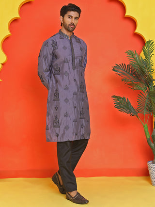 Embroidered Silk Blend Kurta Pyjama Set