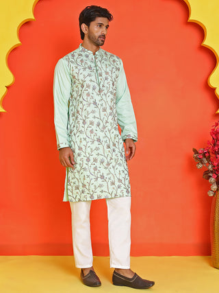 Floral Embroidered Straight Kurta Set