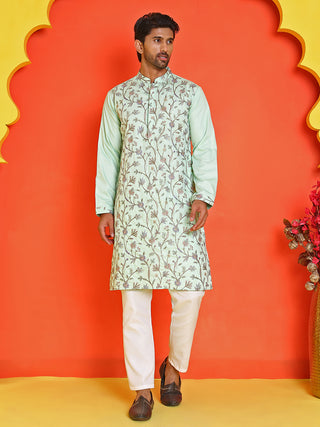 Floral Embroidered Straight Kurta Set