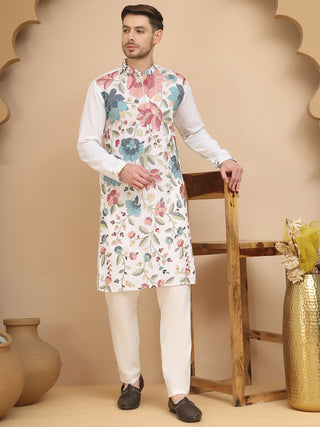 White Embroidered Kurta Set with Sequins & Zari Work