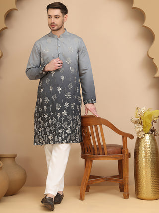 Ombre & Embroidered Kurta Pyjama Set