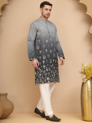 Ombre & Embroidered Kurta Pyjama Set