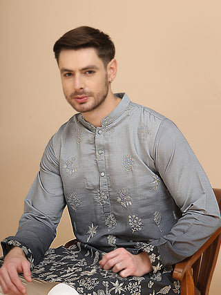 Ombre & Embroidered Kurta Pyjama Set