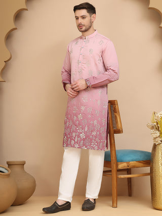 Ombre & Embroidered Kurta Pyjama Set