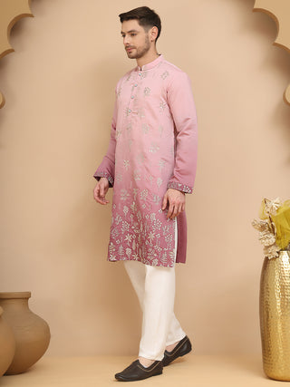 Ombre & Embroidered Kurta Pyjama Set