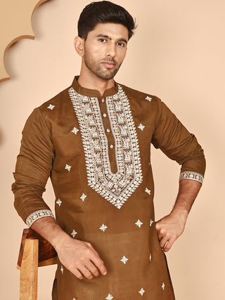 Embroidered Silk Blend Kurta Pyjama Set for Men