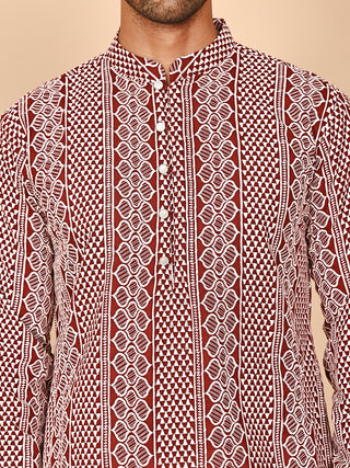 Embroidered Cotton Kurta with Churidar