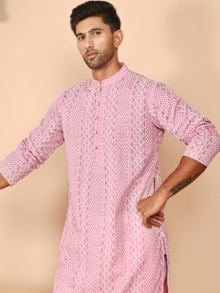 Embroidered Cotton Kurta with Churidar