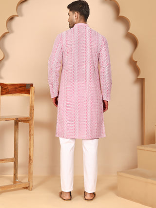 Embroidered Cotton Kurta with Churidar