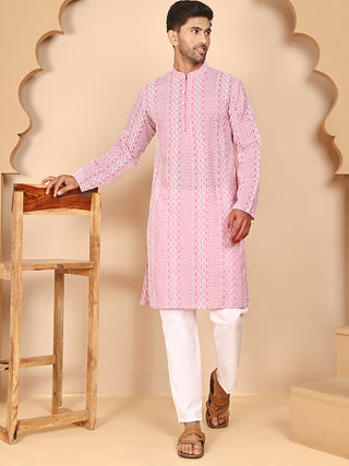 Embroidered Cotton Kurta with Churidar