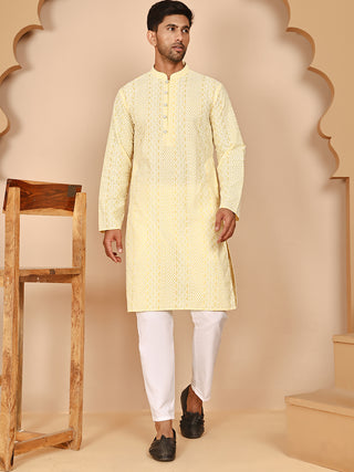 Embroidered Cotton Kurta with Churidar
