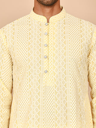 Embroidered Cotton Kurta with Churidar