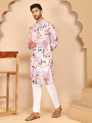 Multicolor Printed Kurta Pyjama with Artistic Design