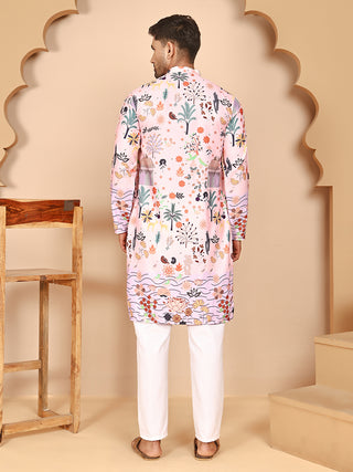 Multicolor Printed Kurta Pyjama with Artistic Design