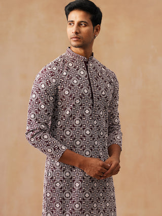 Classic Geometric Embroidered Kurta Pyjama