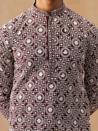 Classic Geometric Embroidered Kurta Pyjama