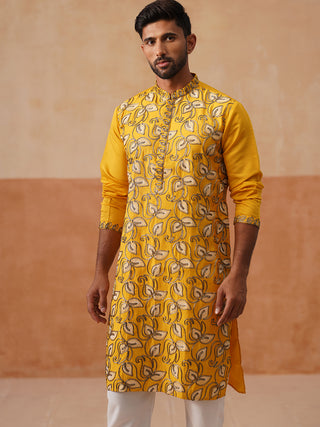 Floral Thread Embroidered Silk Blend Kurta Set