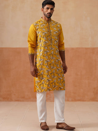 Floral Thread Embroidered Silk Blend Kurta Set