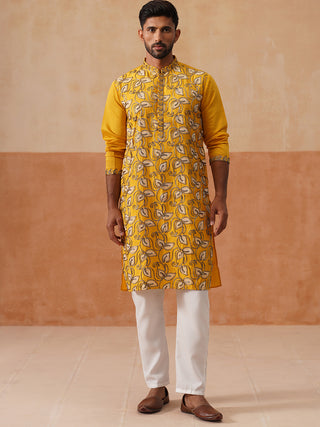 Floral Thread Embroidered Silk Blend Kurta Set