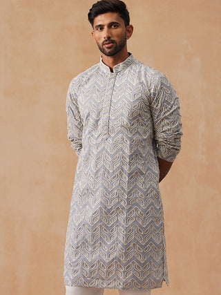 Floral Thread Embroidered Silk Blend Kurtas
