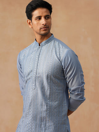 Embroidered Silk Blend Kurta Pajama Set